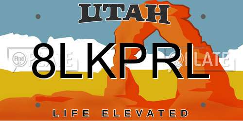 8LKPRL Utah License Plate