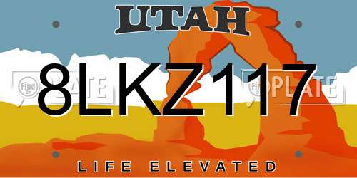 8LKZ117 Utah License Plate