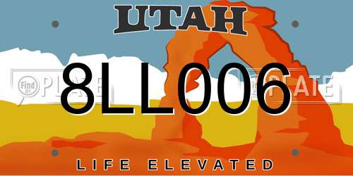8LL006 Utah License Plate