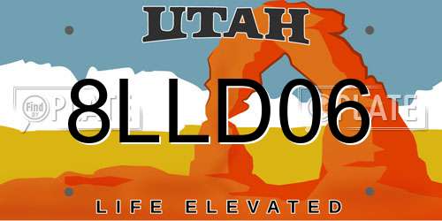 8LLD06 Utah License Plate
