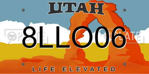 8LLO06 Utah License Plate