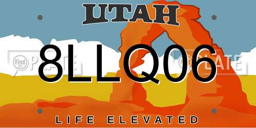 8LLQ06 Utah License Plate