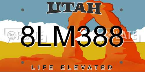 8LM388 Utah License Plate
