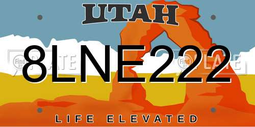 8LNE222 Utah License Plate