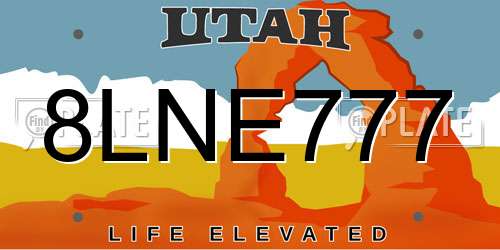 8LNE777 Utah License Plate