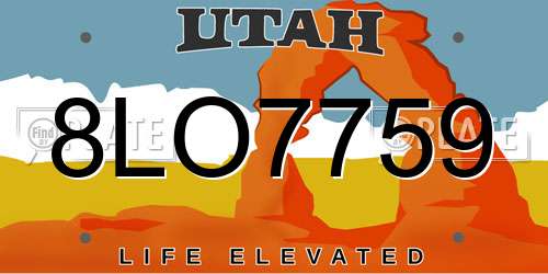 8LO7759 Utah License Plate