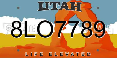 8LO7789 Utah License Plate