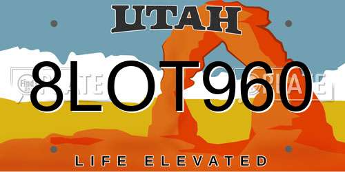 8LOT960 Utah License Plate