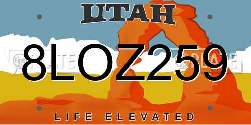 8LOZ259 Utah License Plate