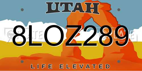 8LOZ289 Utah License Plate