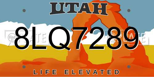 8LQ7289 Utah License Plate