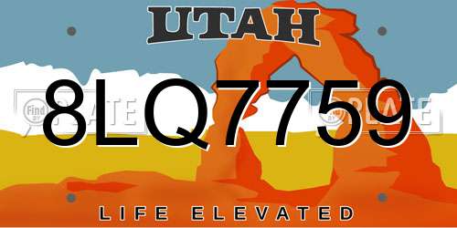 8LQ7759 Utah License Plate