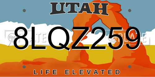 8LQZ259 Utah License Plate