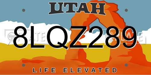 8LQZ289 Utah License Plate