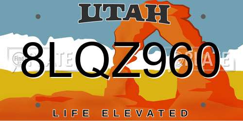 8LQZ960 Utah License Plate