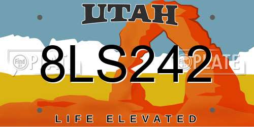 8LS242 Utah License Plate
