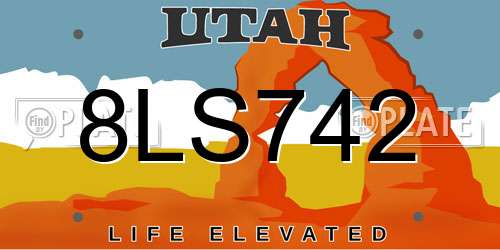 8LS742 Utah License Plate