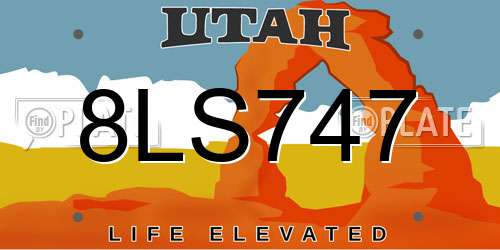 8LS747 Utah License Plate
