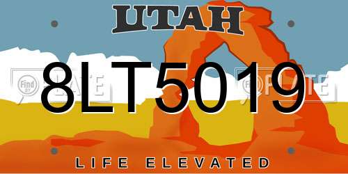 8LT5019 Utah License Plate