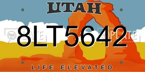 8LT5642 Utah License Plate