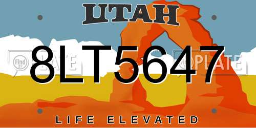 8LT5647 Utah License Plate