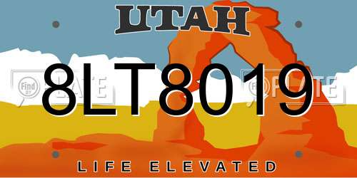 8LT8019 Utah License Plate