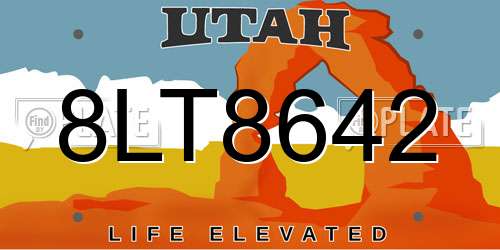 8LT8642 Utah License Plate