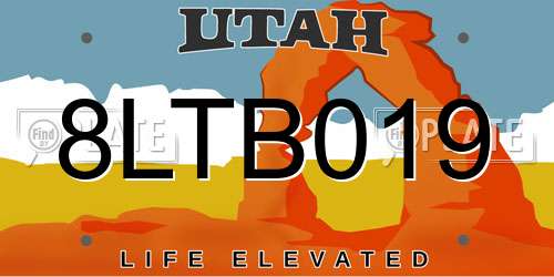 8LTB019 Utah License Plate