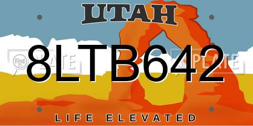 8LTB642 Utah License Plate
