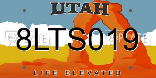 8LTS019 Utah License Plate