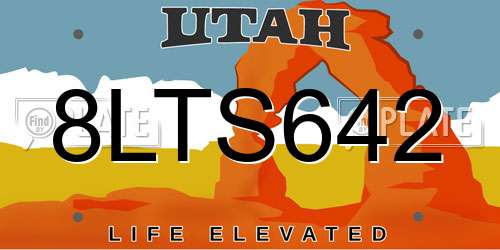 8LTS642 Utah License Plate