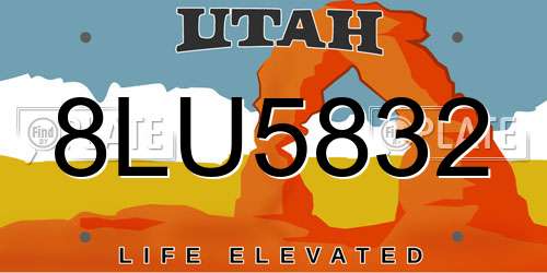 8LU5832 Utah License Plate