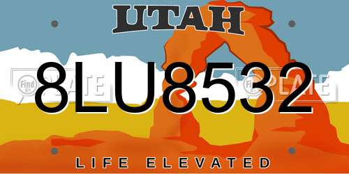 8LU8532 Utah License Plate
