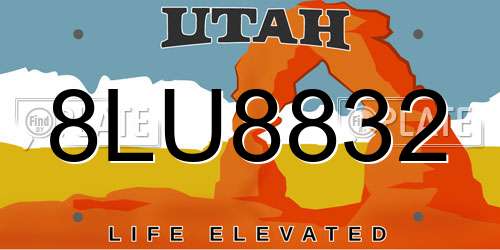 8LU8832 Utah License Plate