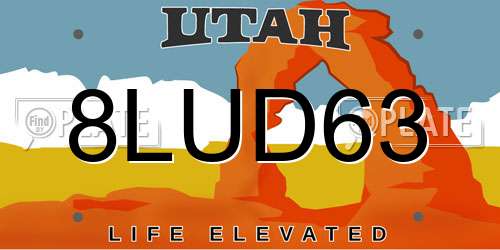8LUD63 Utah License Plate
