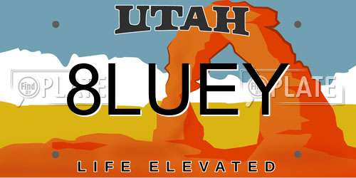 8LUEY Utah License Plate