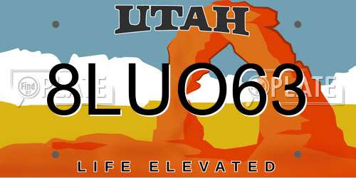 8LUO63 Utah License Plate
