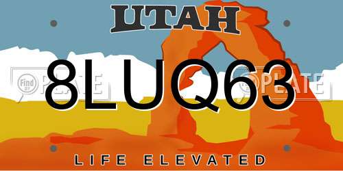 8LUQ63 Utah License Plate