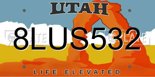 8LUS532 Utah License Plate