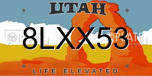 8LXX53 Utah License Plate