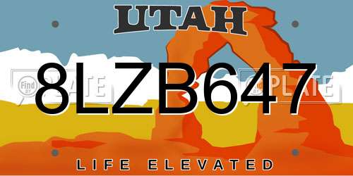 8LZB647 Utah License Plate