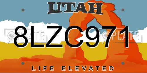 8LZC971 Utah License Plate