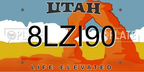 8LZI90 Utah License Plate