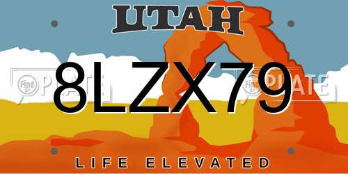 8LZX79 Utah License Plate