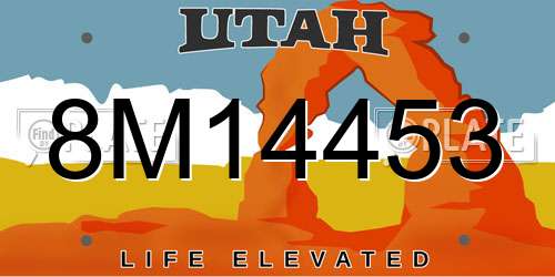 8M14453 Utah License Plate