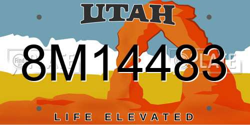 8M14483 Utah License Plate