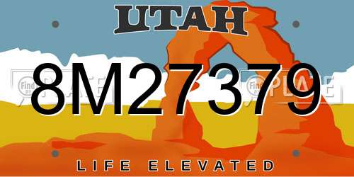 8M27379 Utah License Plate