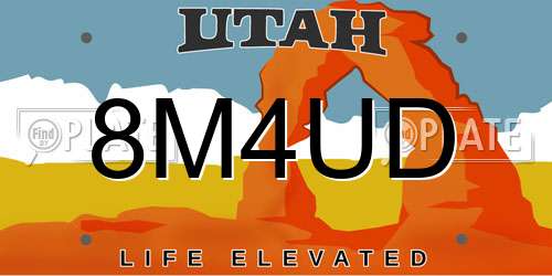 8M4UD Utah License Plate