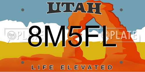 8M5FL Utah License Plate