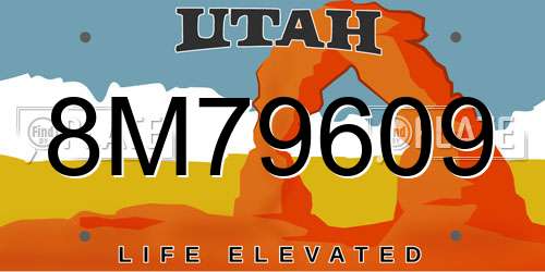 8M79609 Utah License Plate